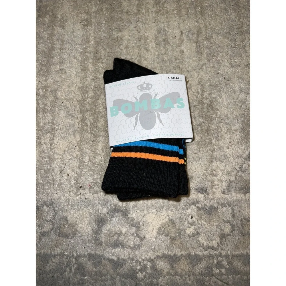 New 3 Pair Black Bombas XS Age 3-7‎ Years Socks HoneyComb Crew Calf Youth